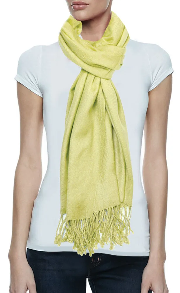 3-Pack: Luxurious Wool & Silk Blend Pashmina Scarves in Yellow, Pink, Orange