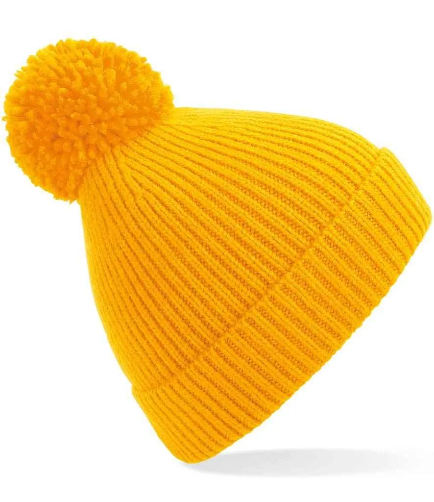 Beechfield Engineered Knit Ribbed Pom Pom Beanie