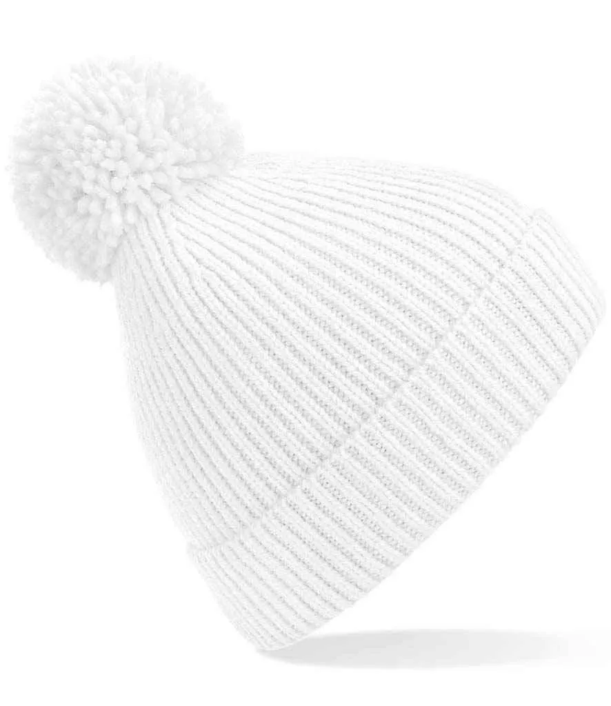 Beechfield Engineered Knit Ribbed Pom Pom Beanie