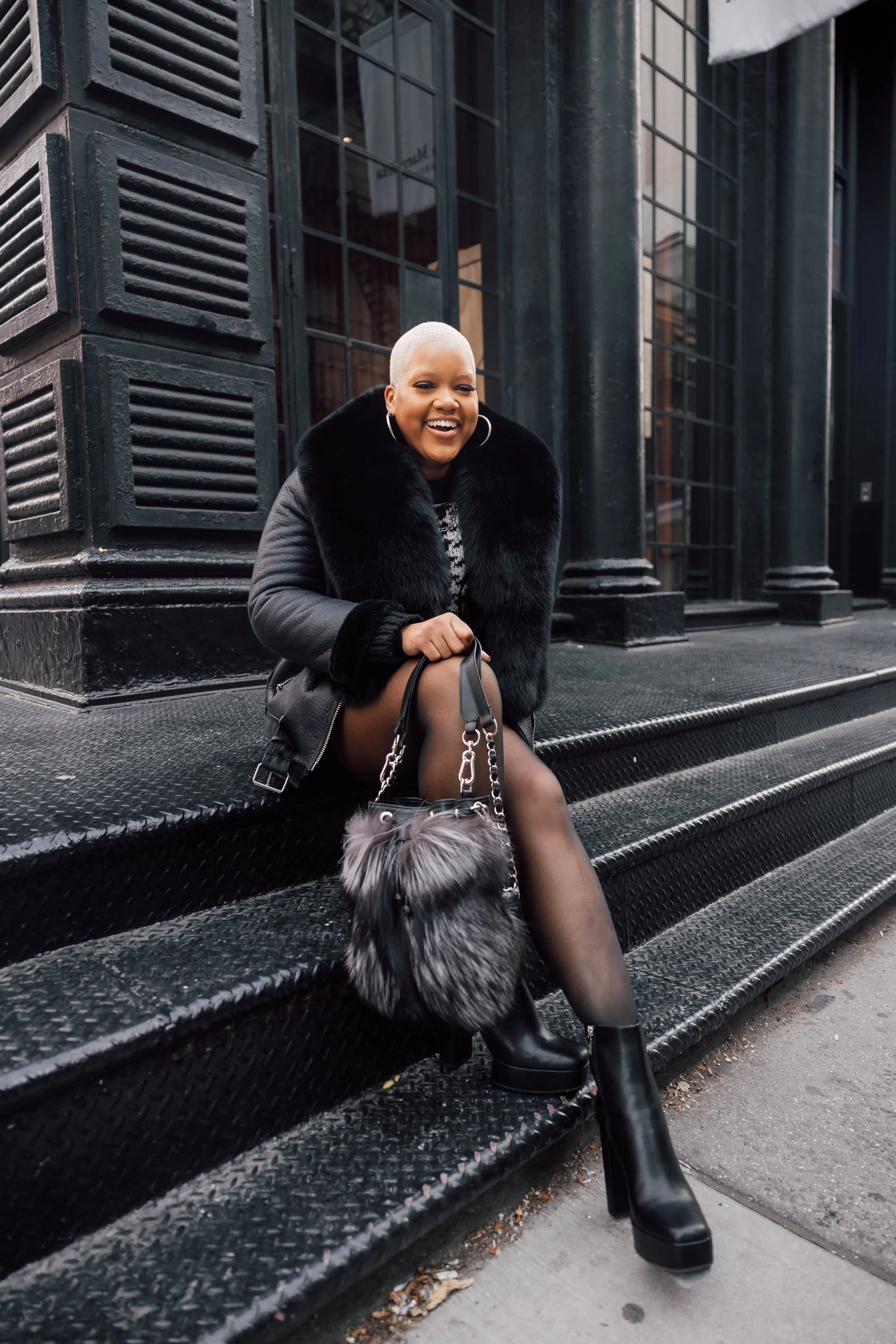 Brooklyn Bucket Bag | Black Ice Large
