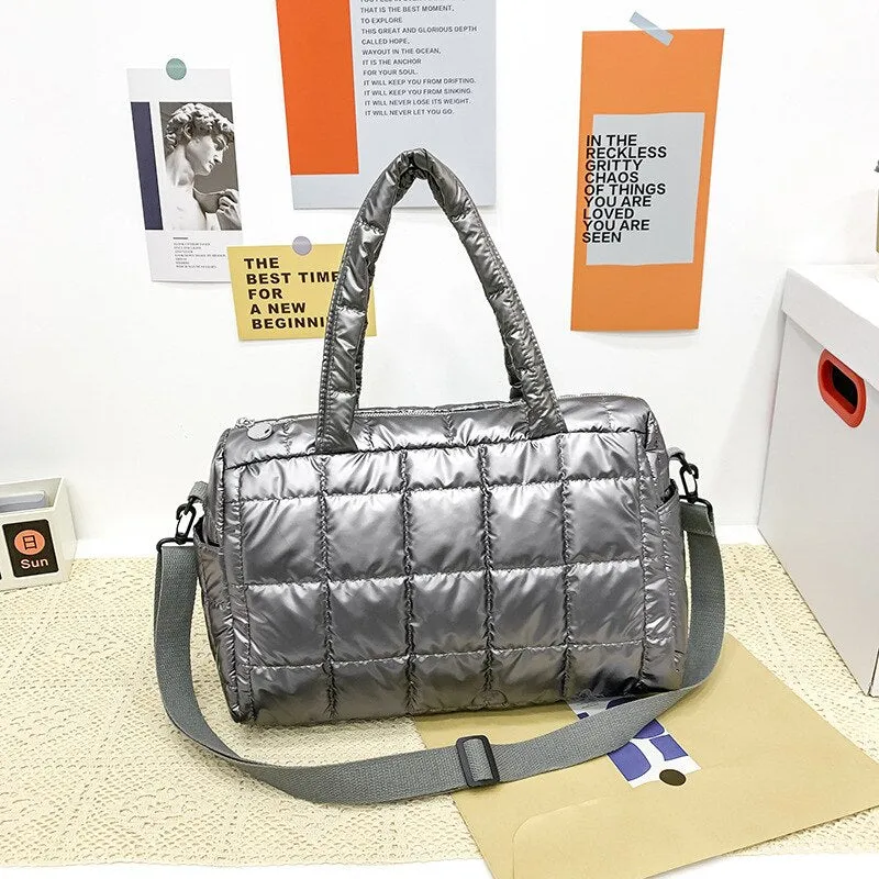 Christmas Gift Winter Cotton Pad Women Shoulder Bag Fashion Space Padded Handbag Designer Down Crossbody Bags for Women Nylon Quilted Shopper