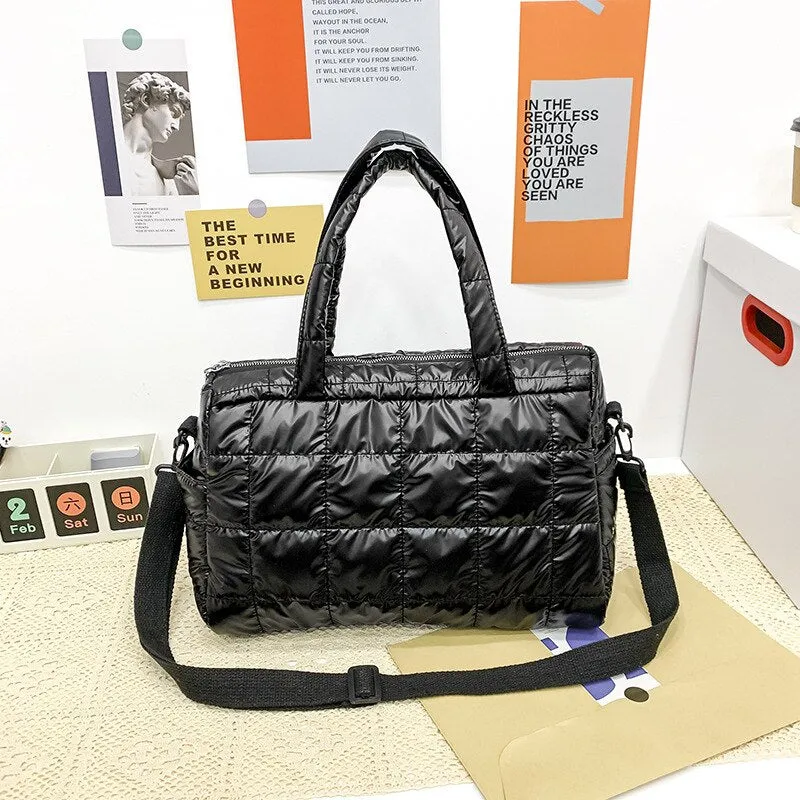 Christmas Gift Winter Cotton Pad Women Shoulder Bag Fashion Space Padded Handbag Designer Down Crossbody Bags for Women Nylon Quilted Shopper
