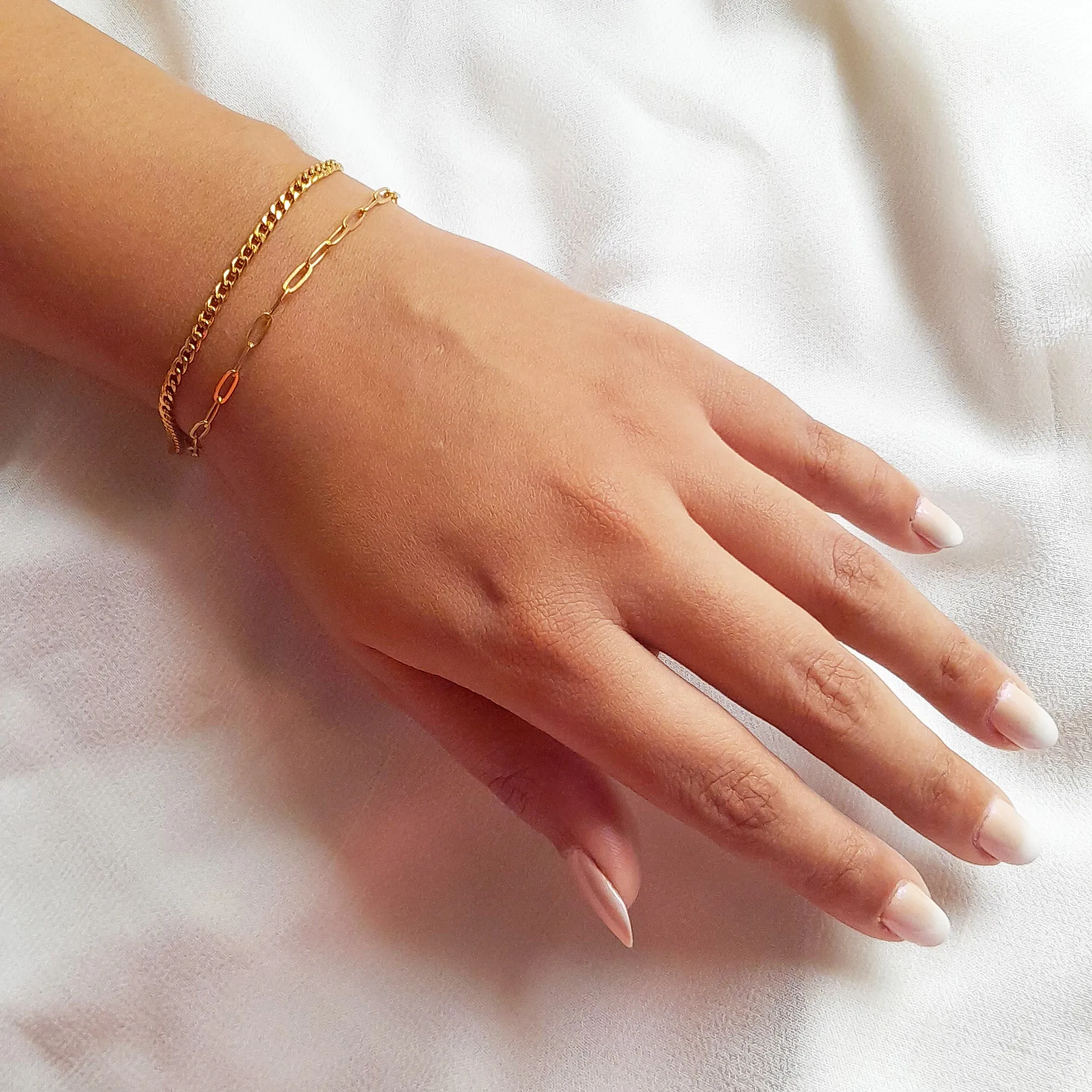 Gold Chain Bracelets for Women | Stackable, Waterproof | 18K Gold Plated
