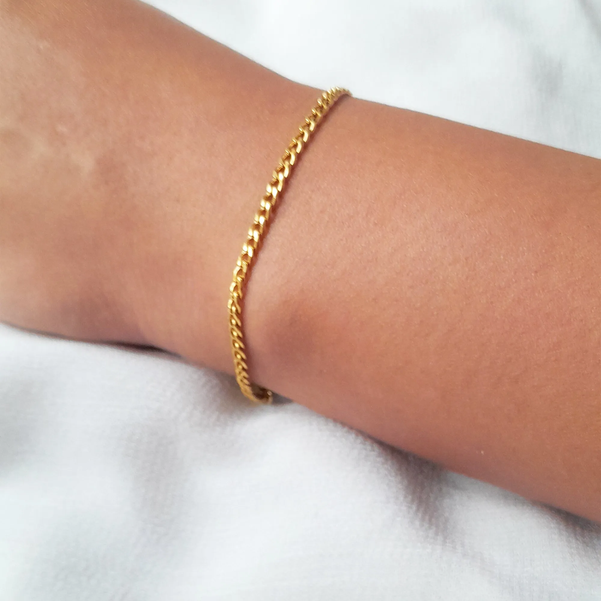 Gold Chain Bracelets for Women | Stackable, Waterproof | 18K Gold Plated