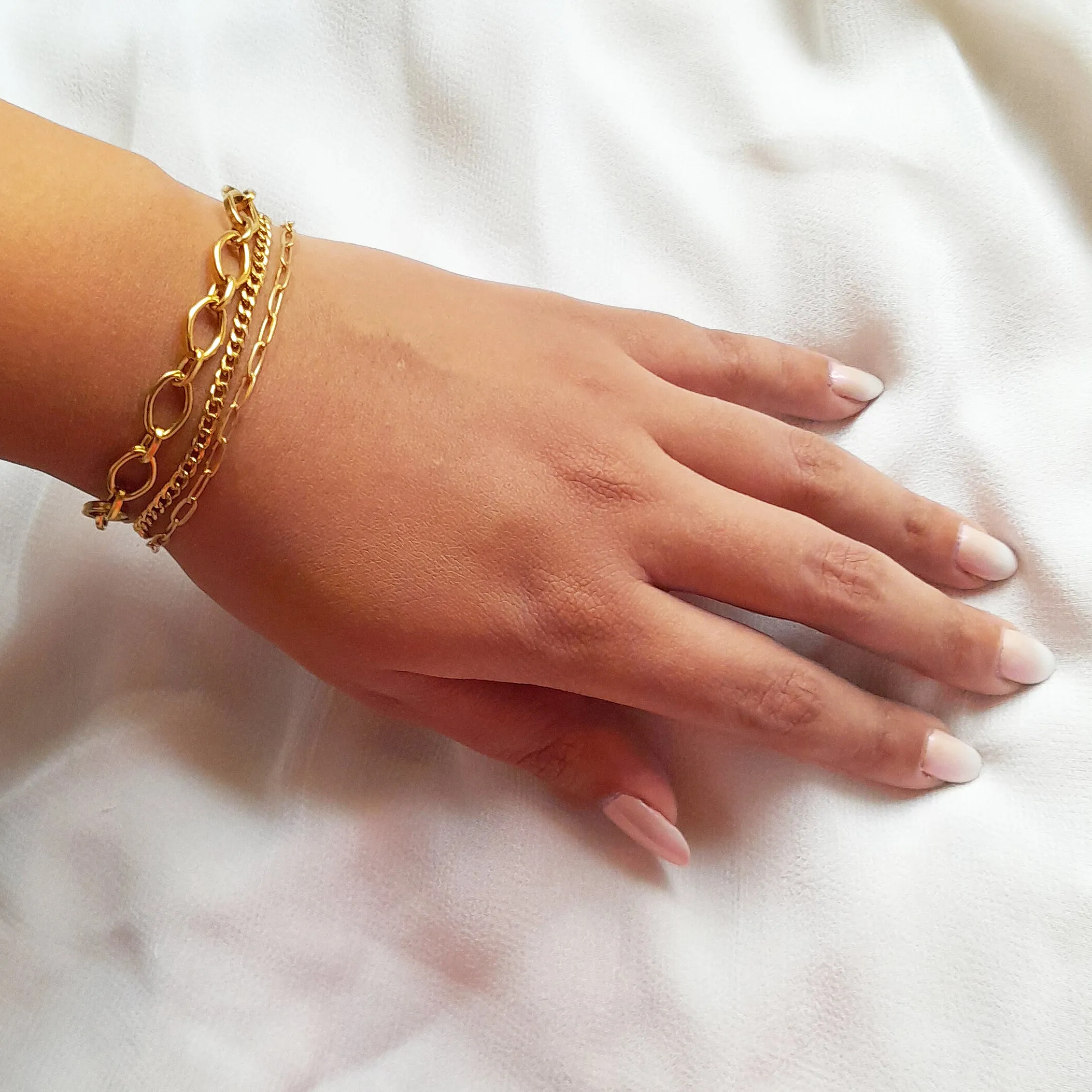 Gold Chain Bracelets for Women | Stackable, Waterproof | 18K Gold Plated
