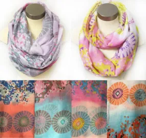 infinity circle scarves - floral multi-color Case of 24