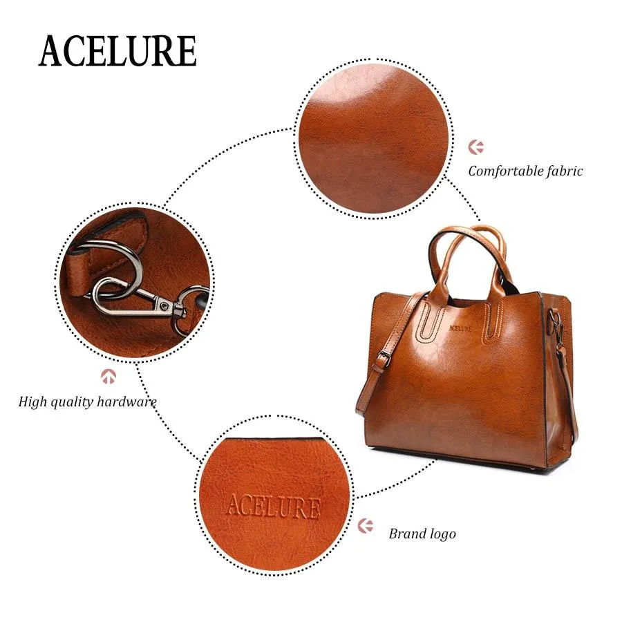 Leather Handbags Big Women Bag High Quality Casual Female Trunk Tote Spanish Brand Shoulder Ladies