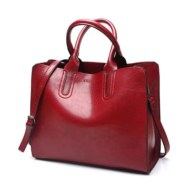 Leather Handbags Big Women Bag High Quality Casual Female Trunk Tote Spanish Brand Shoulder Ladies