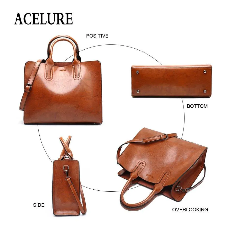 Leather Handbags Big Women Bag High Quality Casual Female Trunk Tote Spanish Brand Shoulder Ladies