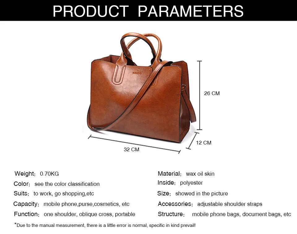Leather Handbags Big Women Bag High Quality Casual Female Trunk Tote Spanish Brand Shoulder Ladies