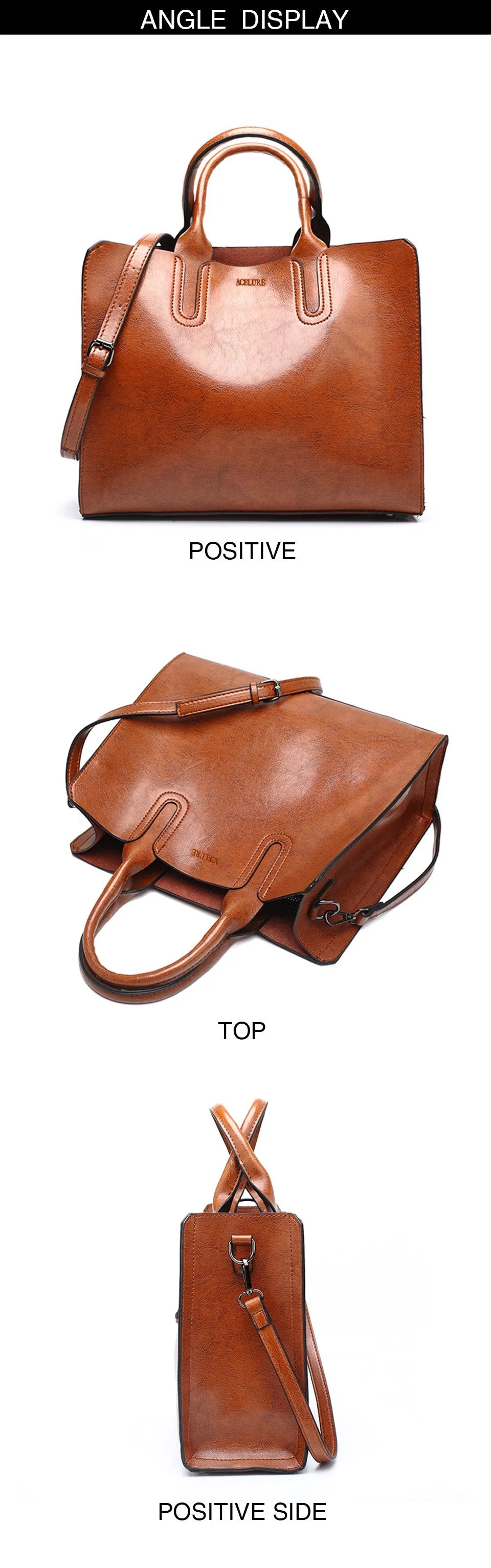Leather Handbags Big Women Bag High Quality Casual Female Trunk Tote Spanish Brand Shoulder Ladies