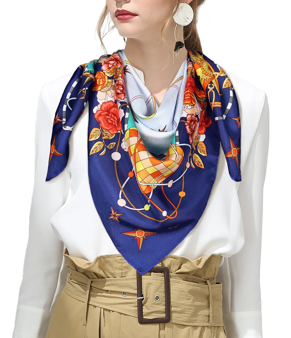 Oscar Rossa 35"x35" Large Square Printed 100% Silk Twill Scarf (D Collection)