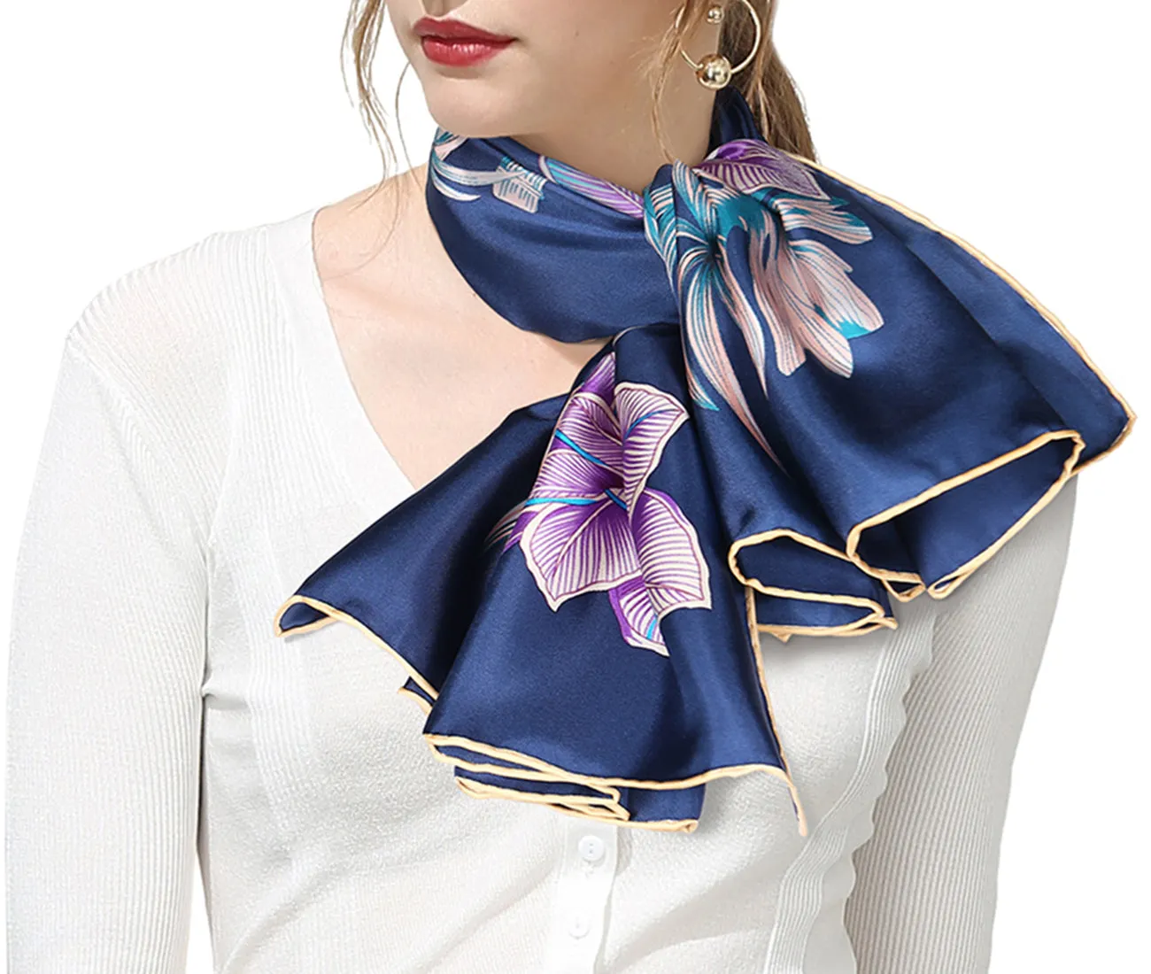 Oscar Rossa 35"x35" Large Square Printed 100% Silk Twill Scarf (D Collection)