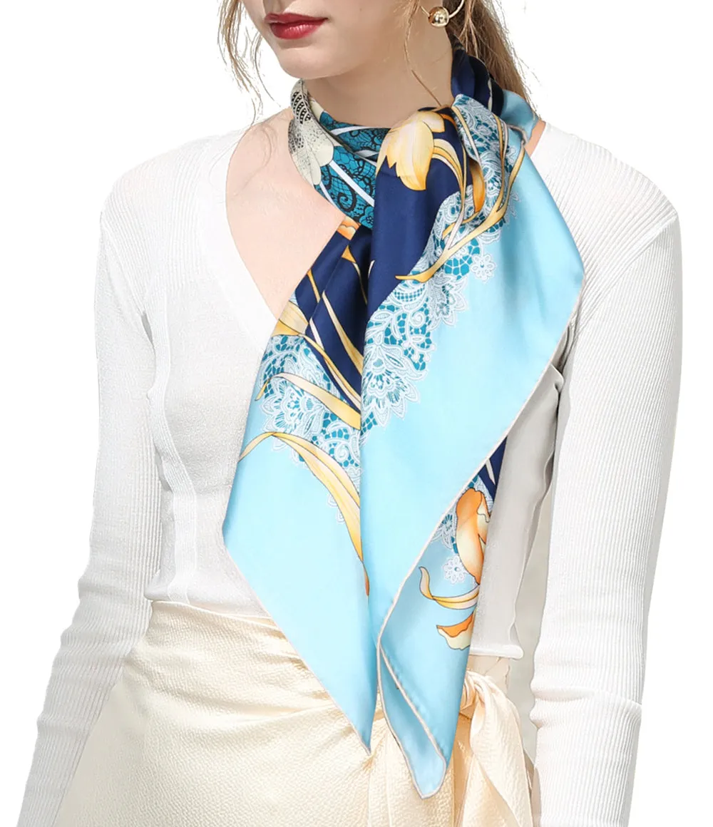 Oscar Rossa 35"x35" Large Square Printed 100% Silk Twill Scarf (D Collection)