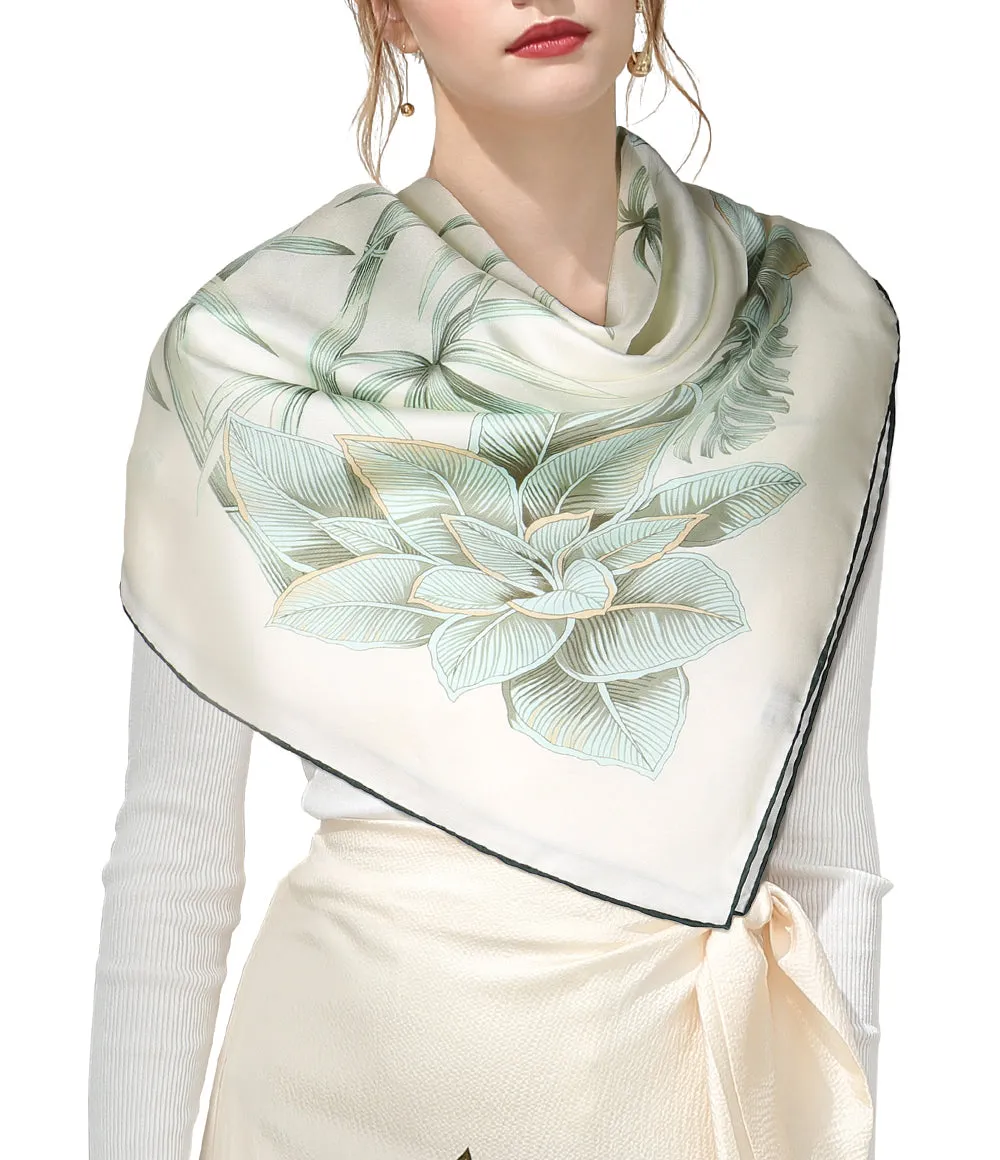 Oscar Rossa 35"x35" Large Square Printed 100% Silk Twill Scarf (D Collection)