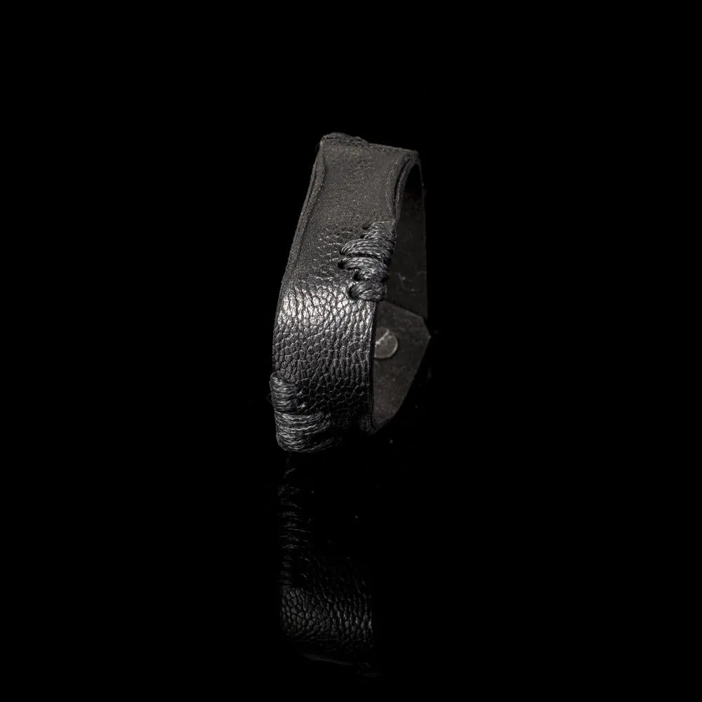 The Slim Masculine Black Leather Cuff