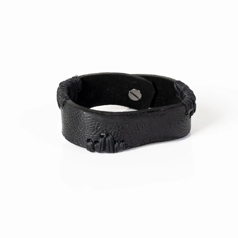 The Slim Masculine Black Leather Cuff
