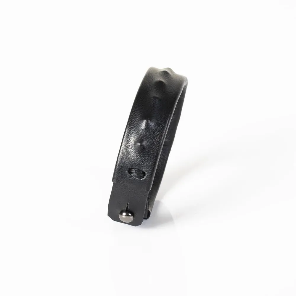 The Slim Pinned Black Leather Cuff