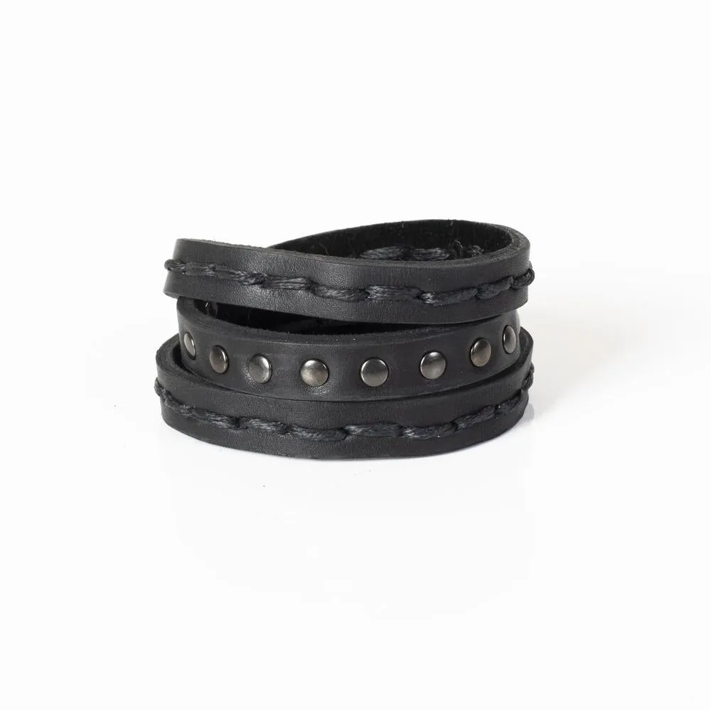 The Studded Black Leather Wrap